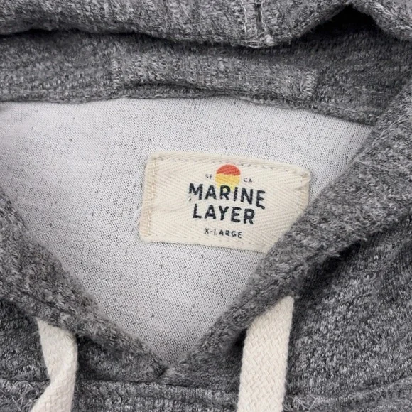 Marine Layer Double Knit Hoodie Mens XL Heather Gray Pullover Lightweight USA - Picture 2 of 8